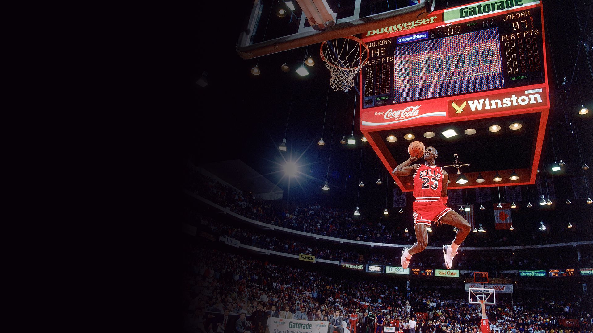 ROYAL. GOATS immersive experience — Michael Jordan slam dunk photography by Walter Iooss Jr.