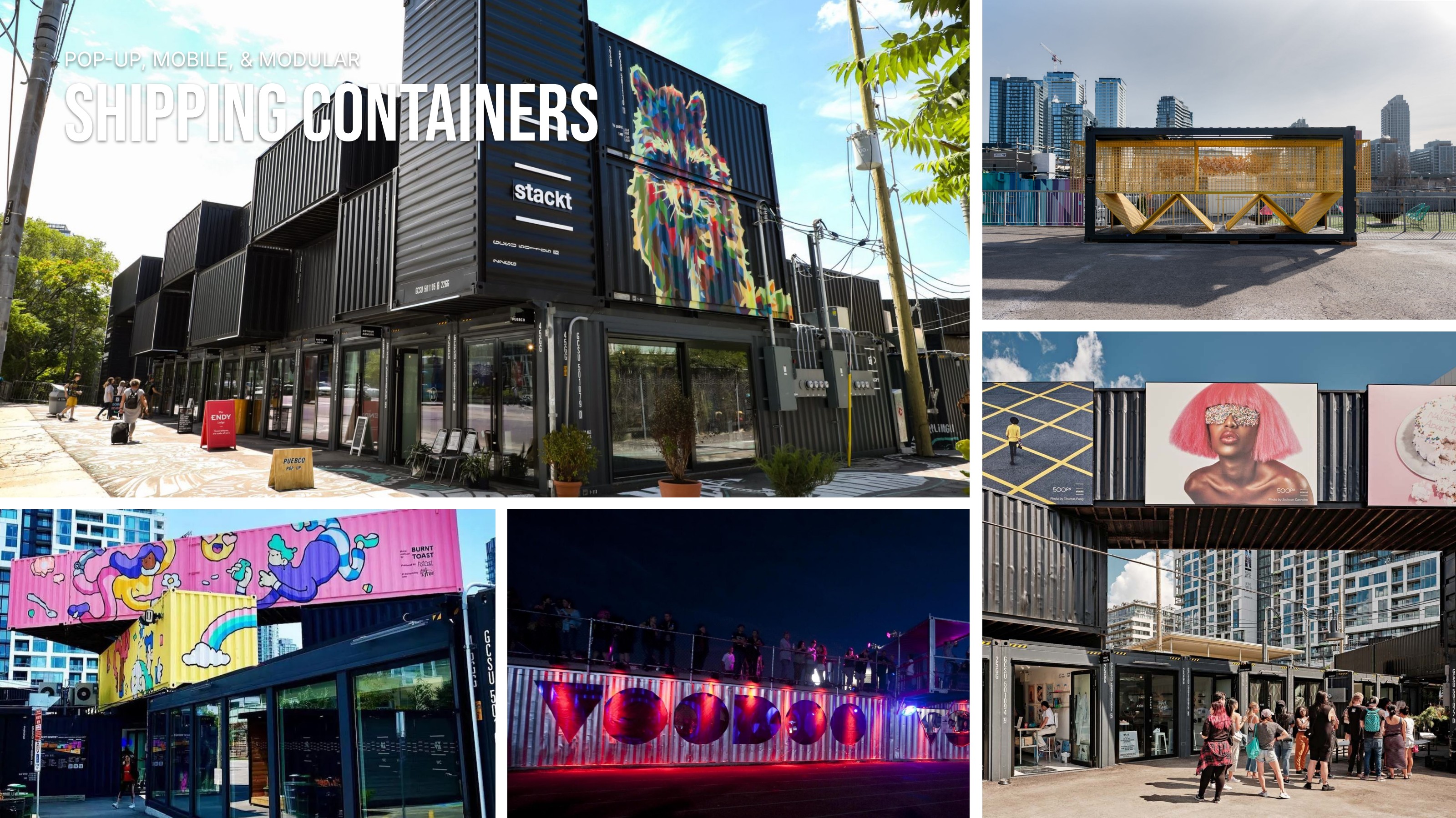 Shipping container pop-up builds — modular retail and album drops
