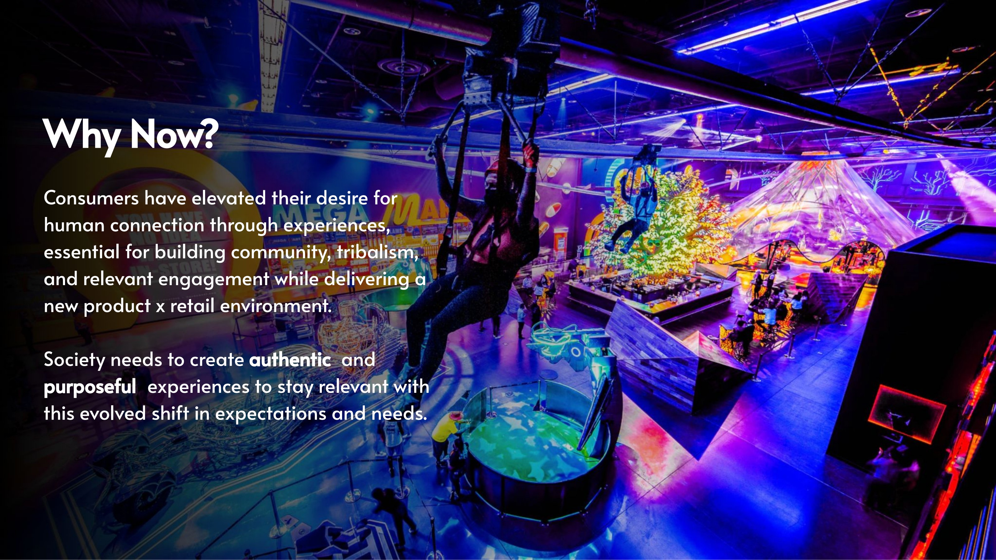Immersive entertainment venue with a glowing tree and interactive zones